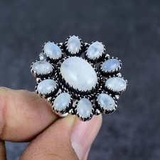 Natural Moonstone Gemstone Handmade 925 Sterling Silver Jewelry Ring Size 8 d013