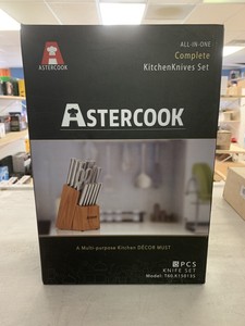 Astercook Knife Set 15 Pieces Knife Sets with Block Kitchen Knife Set High | eBay