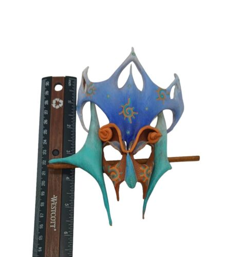 Hand Made Tribal Leather Face Mask Hair Pin Genuine Leather Hand Tooled Art Rare - Picture 7 of 7