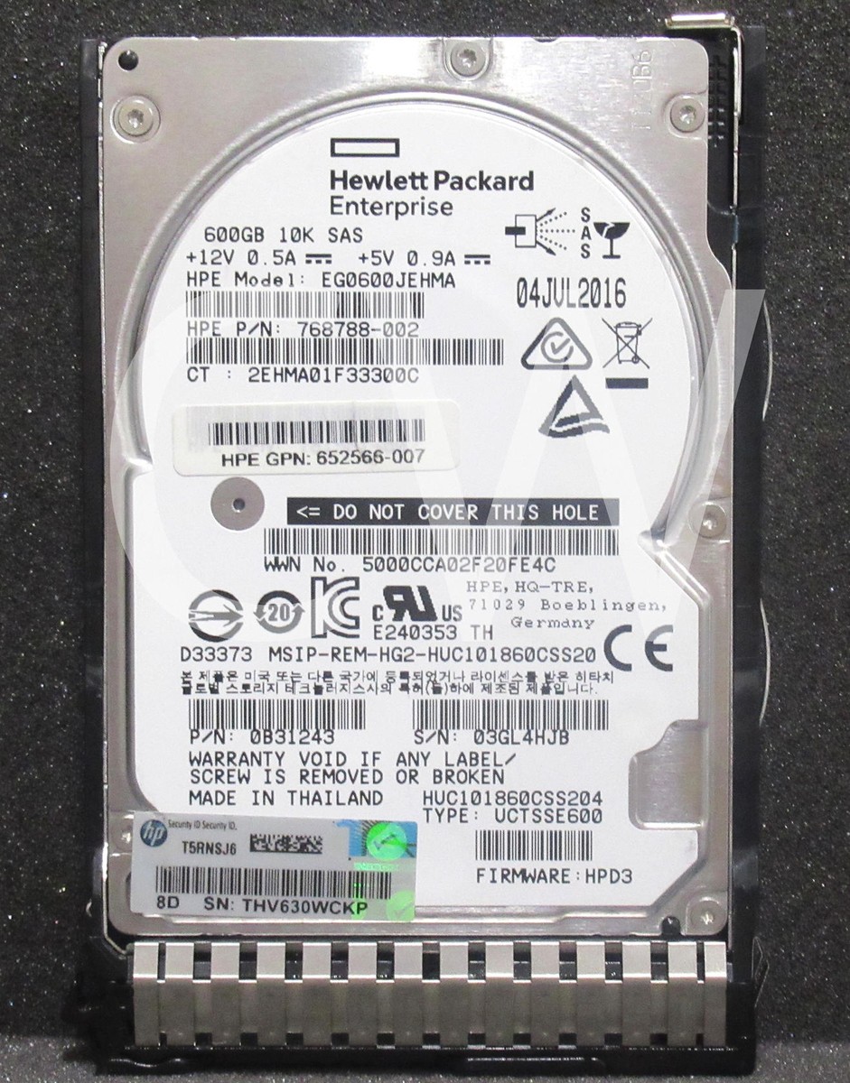 HPE 581286-B21 768788-002 600GB 10000RPM 12Gbps 2.5
