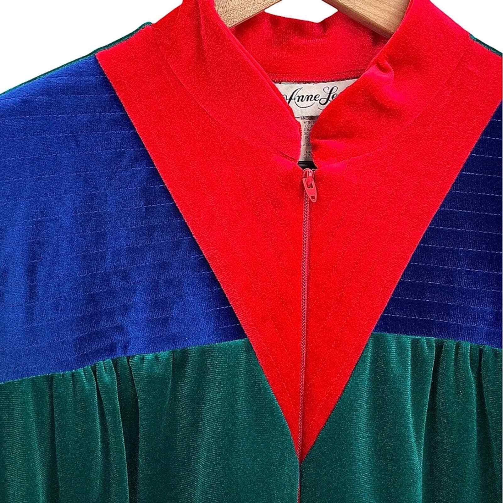 Vintage 80s Deadstock Velour Robe Pullover Long N… - image 5