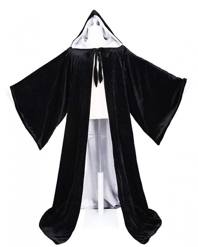 LuckyMjmy Velvet Wizard Robe with Satin Lined Hood and Sleeves - Picture 19 of 130
