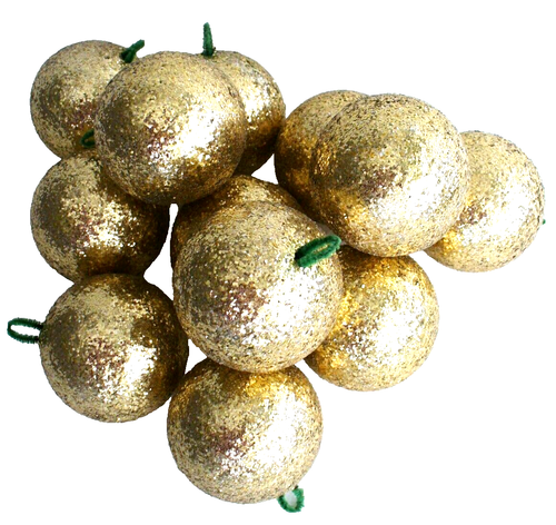 12~Vintage~70's~GLITTER~Gold~PLASTIC~Christmas~2.5"~BALLS~Ornaments~EUC - Picture 5 of 6