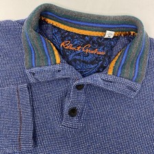 Robert Graham Men's Medium Classic Fit Blue Geometric Print Long Sleeve Polo