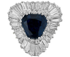 Fancy Shape Blue 5.43CT Sapphire Lab-Created White Diamonds Cluster Women Ring