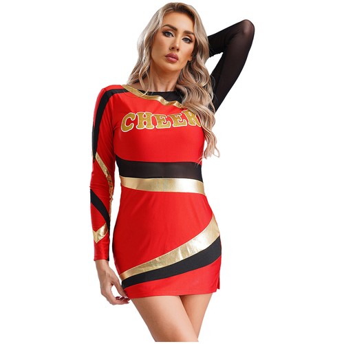 Damen Adult Cheer Kostüme Cheerleading Uniform Kleider Halloween Karneval Party - Bild 12 von 76