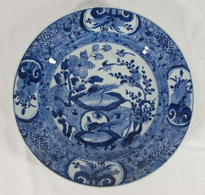 1600's Kangxi Chinese Porcelain Plate Charger Large Pheasant Garden 2nd of 2 yqz