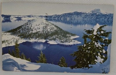 Crater Lake Oregon Winter Snow Scenic Postcard 1951 Posted