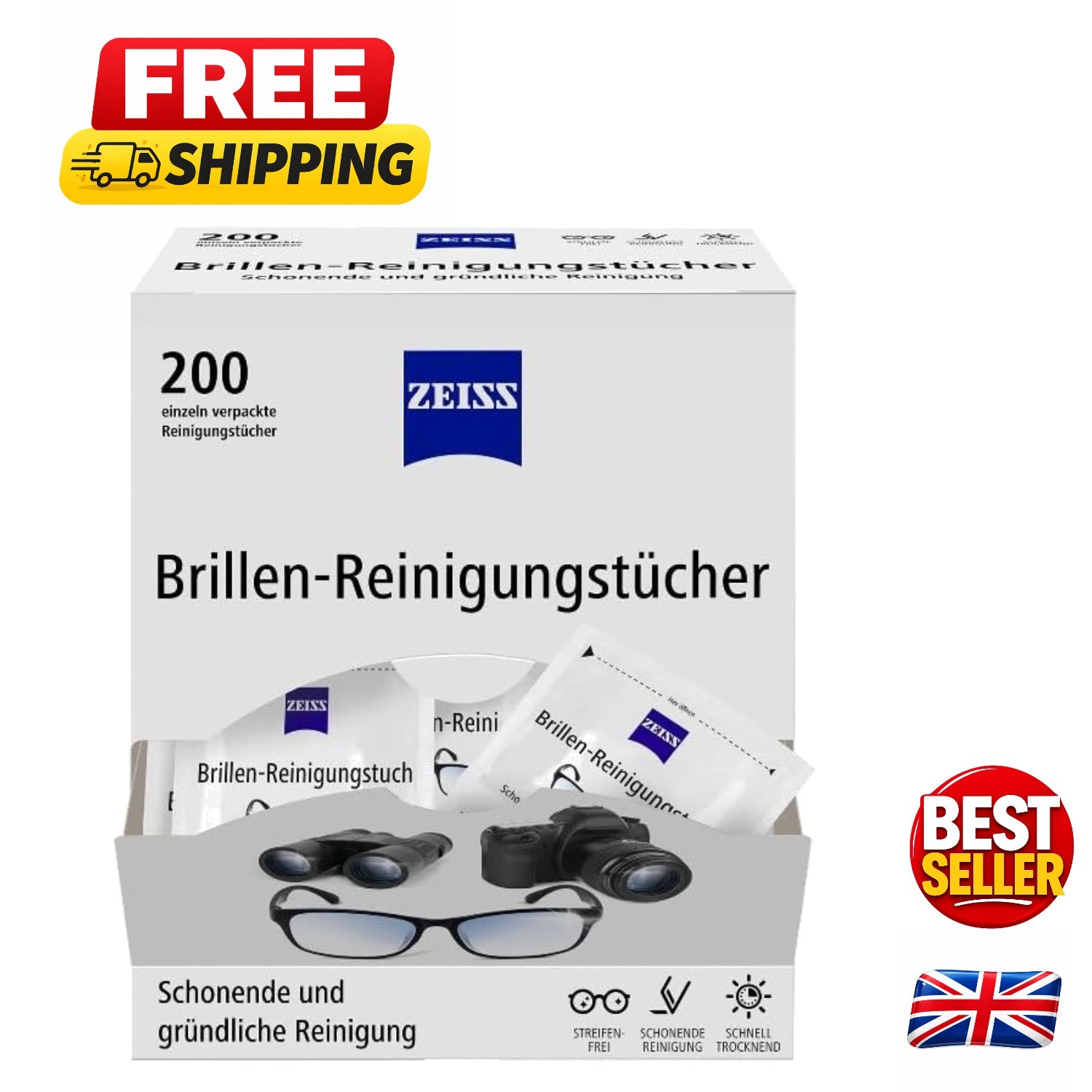 Convenient 200 Count Eyeglass Cleaning Wipes with Alcohol - Safe & Effective