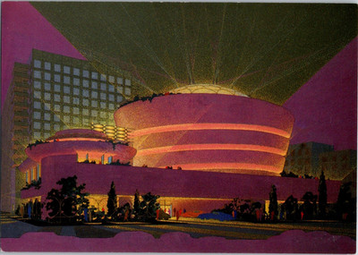 FRANK LLOYD WRIGHT ~night rendering of Guggenheim Museum c. 1950-51 NYC #381