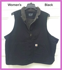 WOMENS Carhartt Washed Duck Sherpa-Lined Mock-Neck Vest BLACK 104224