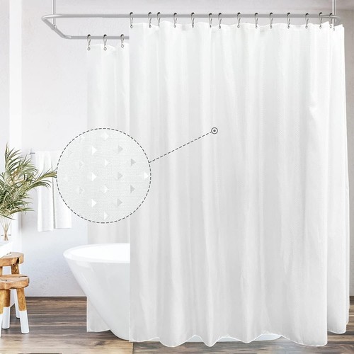Luxuriöser 70x180 Zoll halbtransparenter runder Duschvorhang mit 32 Metallhaken - Bild 4 von 10