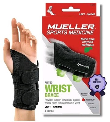 MUELLER Sports Medicine Green Fitted Wrist Brace, Maximum Support (Left, S/M)