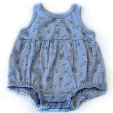 Vintage 90s Carters Blue Baby Romper Bubble Garden Theme One Piece 3-6M