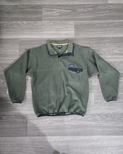 Patagonia T Snap Synchilla Fleece Pullover Olive Green Women  s Size Medium
