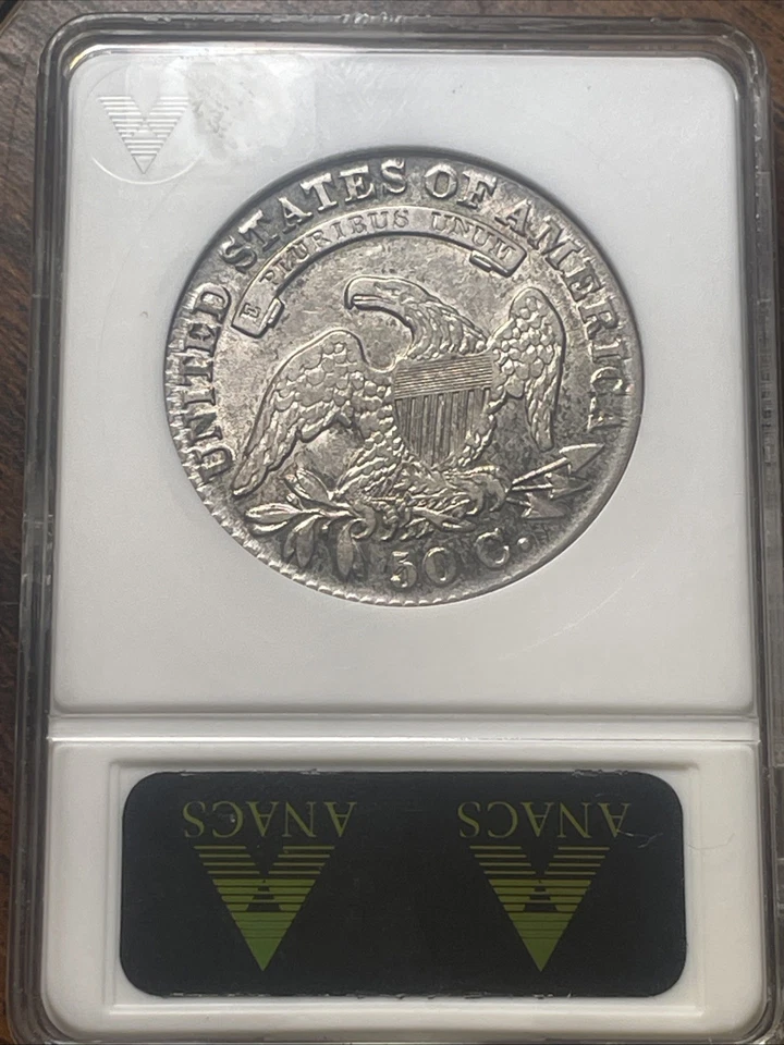 1830-P Capped Bust Silver Half Dollar 50C ANACS AU 50 Type 1 Lettered Edge O-115 - Image 2 of 2