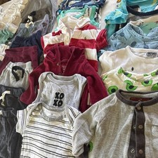 HUGE Lot Mix Of 57 Boy Clothes Size 0-9M SPRING SUMMER FALL Mostly Tops