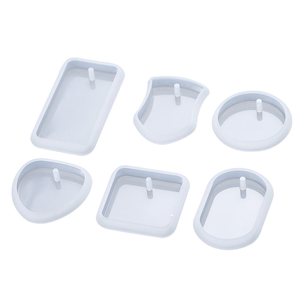 6-piece silicone epoxy mold set for resin pendant keychains