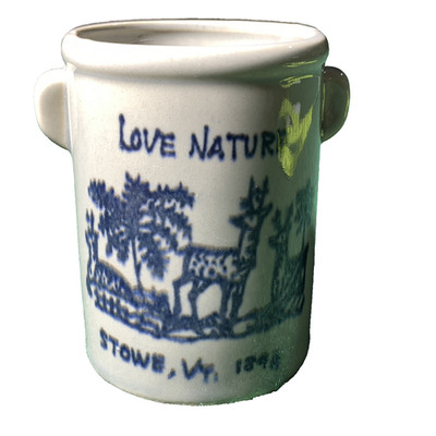Crock Stowe Vermont 1893 Love Nature Japan kitchen bathroom VTG Repop Deer Tree