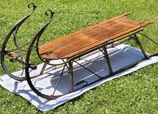 Antique late-19th-Wood  Metal Vermont cutter, jump seat sleigh