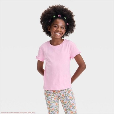 Girls' Short Sleeve Textured Knit T-Shirt Cat & Jack Light Pink S *SEE DEAL!!!*