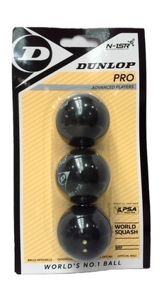 Squashbälle DUNLOP Pro Doppelgelb 3er Blister Turnierball Sportartikel
