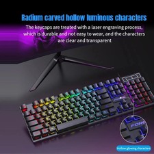104 Keys Wired Keyboard RGB Colorful Gaming Keyboard Mechanical Feel keyboard