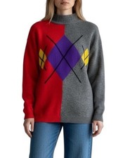 VINTAGE 90 s Argyle Sweater Lambswool Angora Blend Preppy Academia Women s M