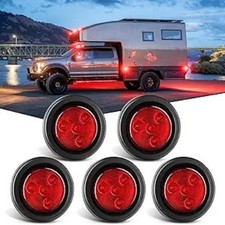 5PCS Red Round Trailer LED Marker Clearance Light 4 LED F Color: Red 5Pcs 4LED