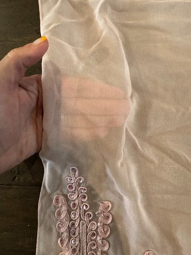 Sue Wong SILK Scarf Dress Shawl Pink Mauve Rose Sheer Sequin Long runner Fancy 1 - Picture 6 of 17
