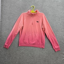 PINK Victoria's Secret Women Sweatshirt L Dog Ombre Zipper Long Sleeve Logo