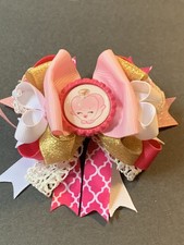 girl pink hair bow
