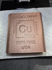 Five Pound Copper Square Bar- 99.9 Fine COPPER DONT SLEEP ON IT IS INCREASING