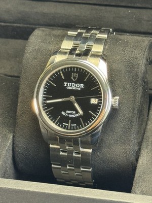 Tudor Glamour Date 55000 Black Dial 36mm Steel Automatic Serviced Box Mens Watch