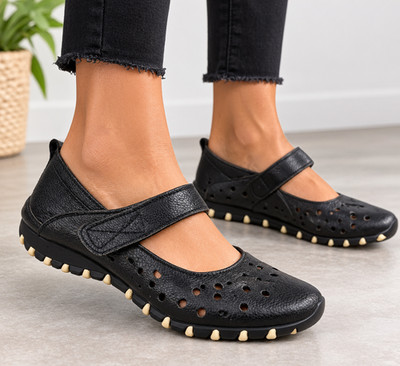 Litfoot Womens Black Leather Mary Jane Comfort Shoes - EU 38/ US Size 8
