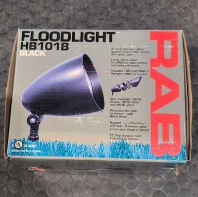 RAB HB101B Flood Light 150W Black Outdoor Aluminum Weather Resistant PAR UL Wet