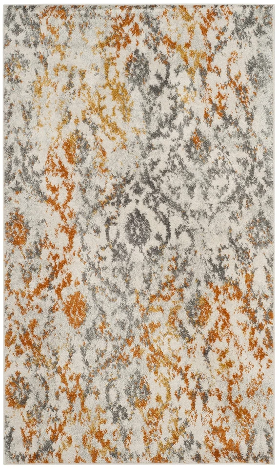 Alfombra Madison Collection Accent - 3' x 5', Crema y Naranja, Boho Chic Envejecida... Foto 3 de 4