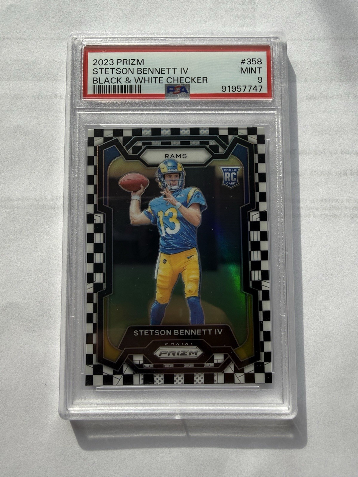 2023 Panini Prizm Stetson Bennett IV RC #358 Black & White Checkerboard PSA 9
