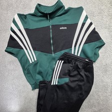 VTG Men Adidas Green Track Jacket And Pants Suit Limited Rare Model Size XL