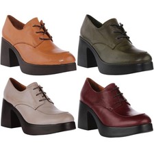 Justin Reess England 11087-TAN Chunky Oxford Damenschuhe mit Absatz hellbraun UK 3 – 8