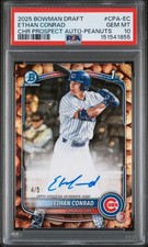 2025 BOWMAN DRAFT CHROME PROSPECT AUTOS PEANUTS #CPA-EC ETHAN CONRAD 4/5 PSA 10