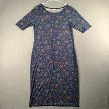 LuLaRoe Midi Dress Size L Multi Floral Short Sleeves Boat Neck EUC Classy Comfy