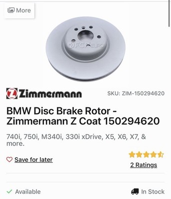 BMW Disc Brake Rotor - Zimmermann Z Coat 150294620
