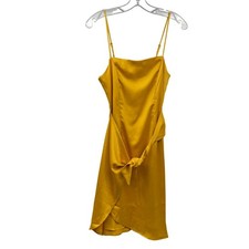 Nine West Womens Slip Dress Knotted Front Square Neck Yellow Size Small New