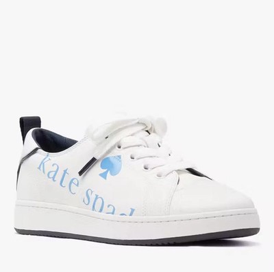 NIB Kate Spade Nikki Action Nappa Calf Leather Sneaker 6.5B Optic White