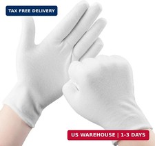 30 Pcs White Cotton Gloves for Dry Hands Moisturizing Eczema Overnight, Men and