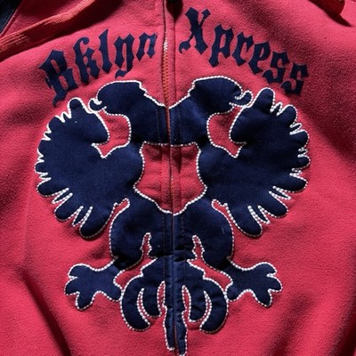 Brooklyn Xpress Hoodie Mens XL Red Zip Up Eagle Graphic Streetwear