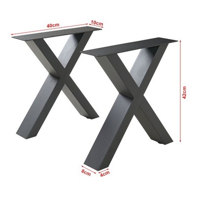 Tischgestell 2er Set Maribo 42x40cm Schwarz Profil: 80 x 40 mm [en.casa]