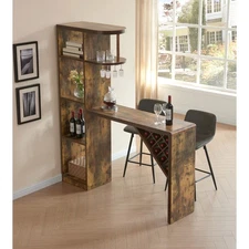 Bar table with attached wine cabinet metal wine glass rack wine bottle rack 