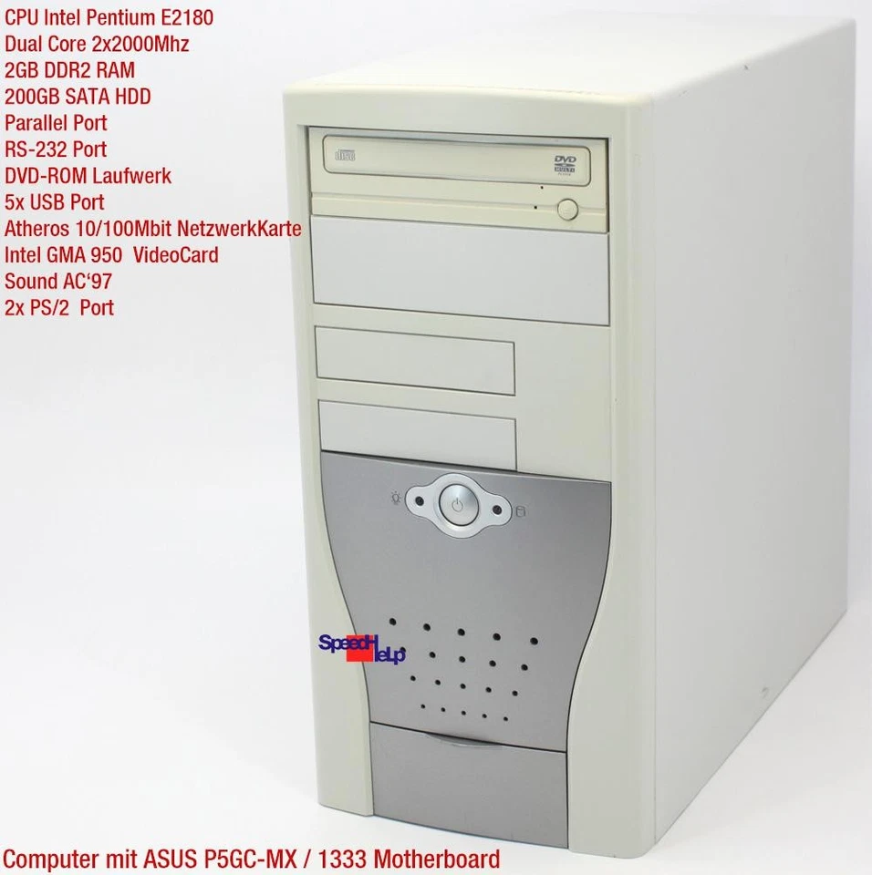 Asus P5Gc-Mx /1333 Intel Dual Core Computer Pc Windows Xp Parallel Port Rs-232 - Image 2 of 4